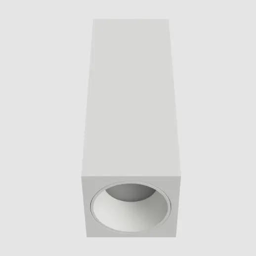 Plafone cubico in gesso con ghiera in alluminio colore bianco opaco posto a filo coriginal