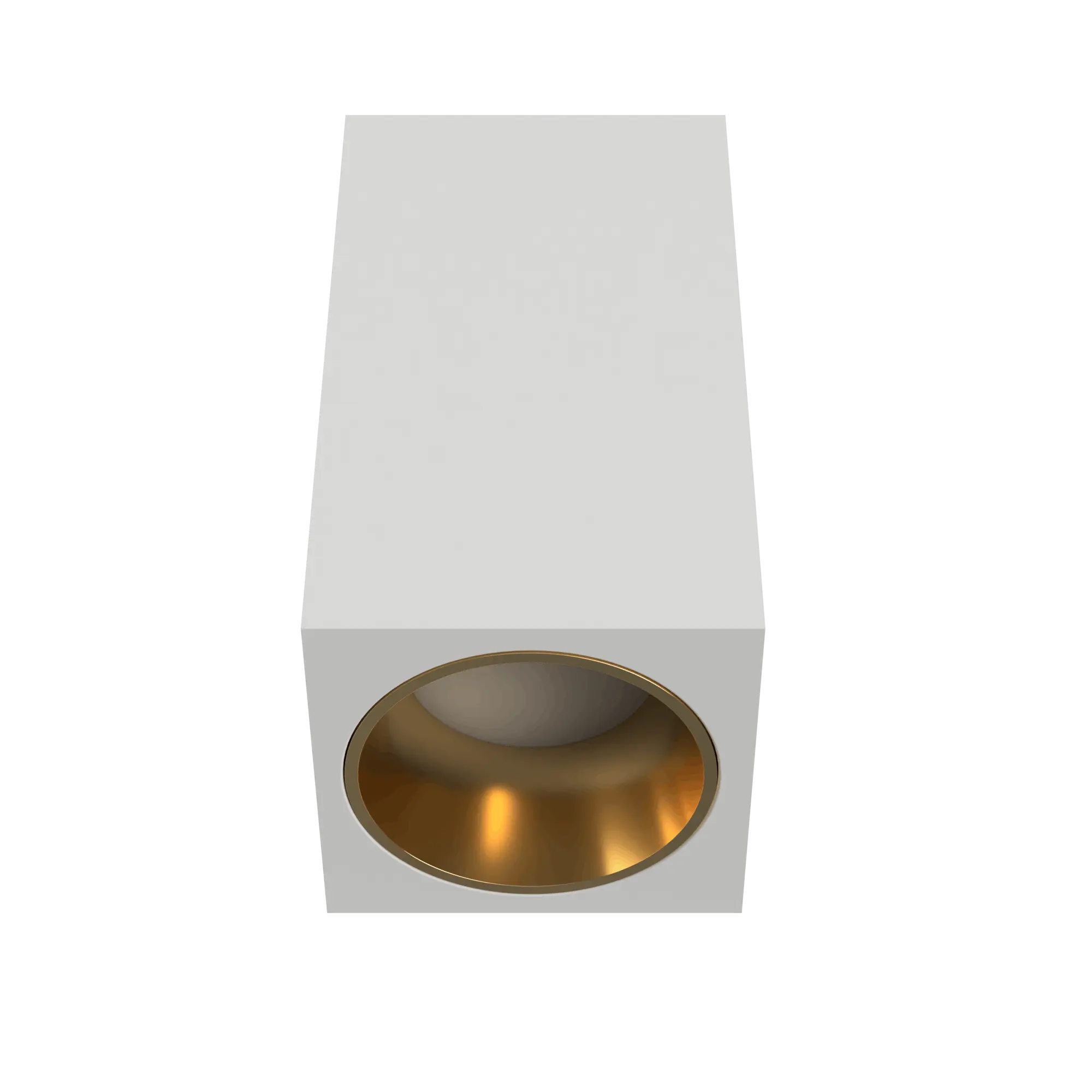 Plafone cubico in gesso con ghiera in alluminio colore oro spazzolato posto a filo cforiginal